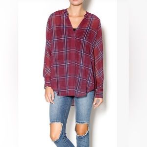 Gentle Fawn Chiffon Long Sleeve Plaid Blouse. Women’s Size Small.
